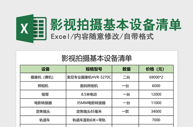 2021年影视拍摄基本设备清单