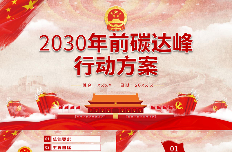 2030年前碳达峰行动方案PPT推动能源消费革命引领经济社会发展绿色低碳环保党课课件