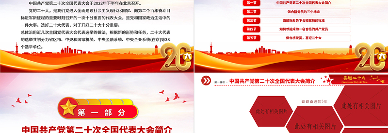 2022喜迎二十大共筑中国梦PPT大气精美喜迎党的二十大做合格党员党建课件