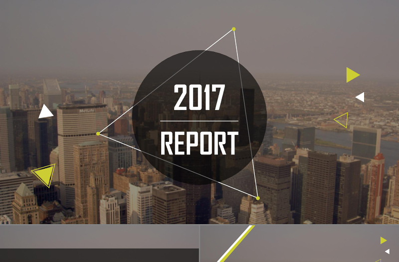 2017唯美城市风景年终汇报PPT模板