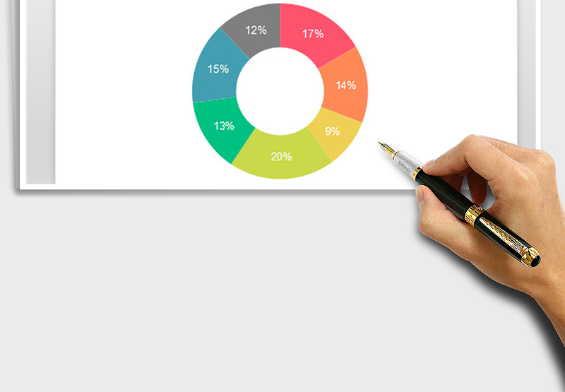 2021年小清新彩色圆环图 财务营销占比分析图表