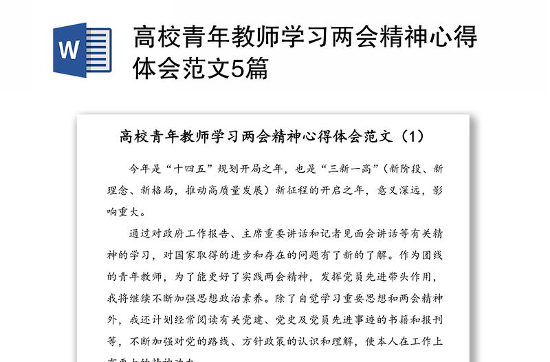 高校青年教师学习两会精神心得体会范文5篇