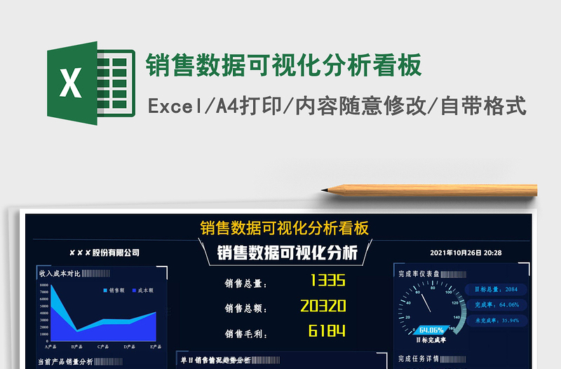 2021销售数据可视化分析看板免费下载