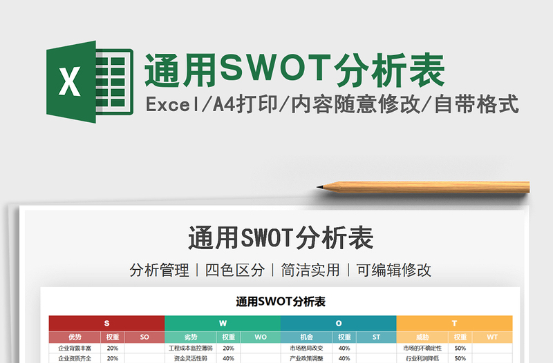 2021通用SWOT分析表免费下载