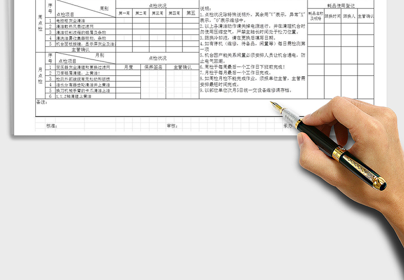 2021CNC设备日常点检表免费下载