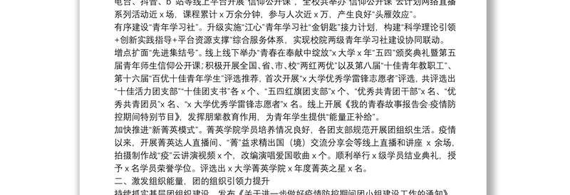 共青团大学委员会2021年上半年工作总结