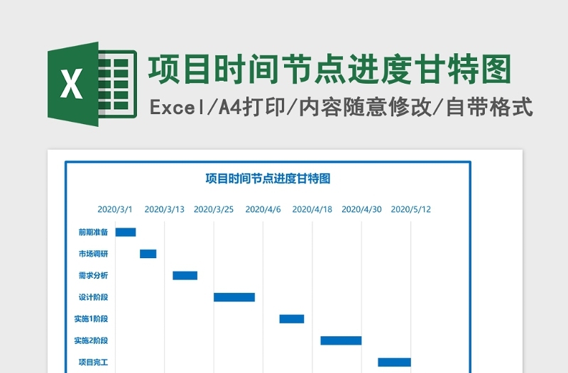 项目时间节点进度甘特图Excel表格