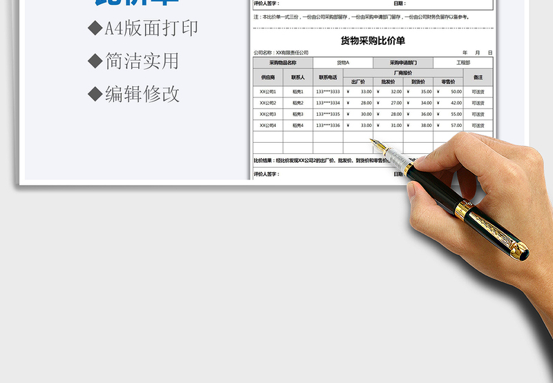 2021年货物采购比价单