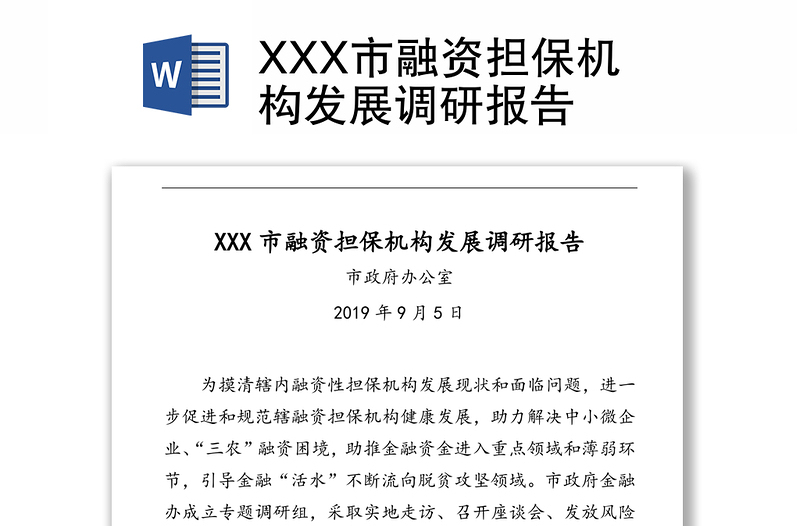XXX市融资担保机构发展调研报告