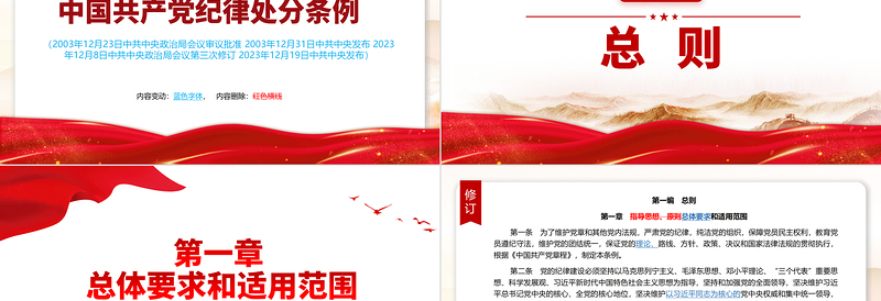（2023年新旧对照版）解读中国共产党纪律处分条例PPT创意大气纪律处分条例新变化党课课件模板
