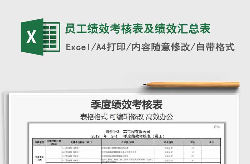 2021年员工绩效考核表及绩效汇总表