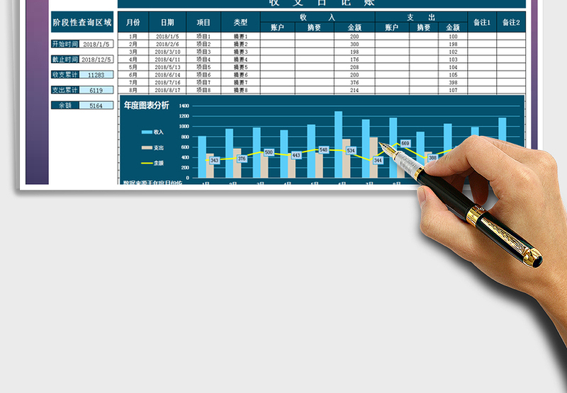2021年收支日记账-图表分析（日期查询