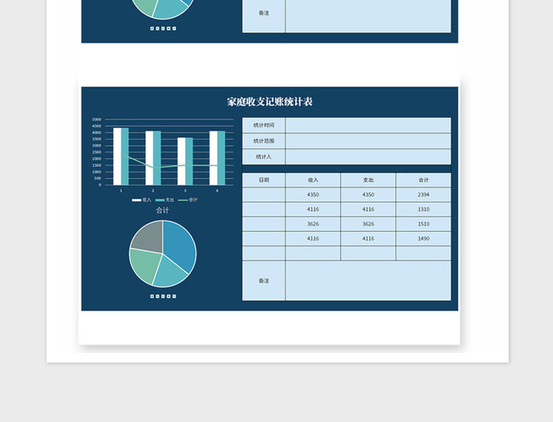 2021年家庭收入支出记账统计表