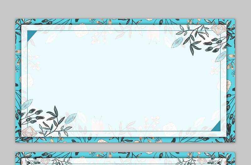 两张蓝色小清新水彩花卉PPT背景图片
