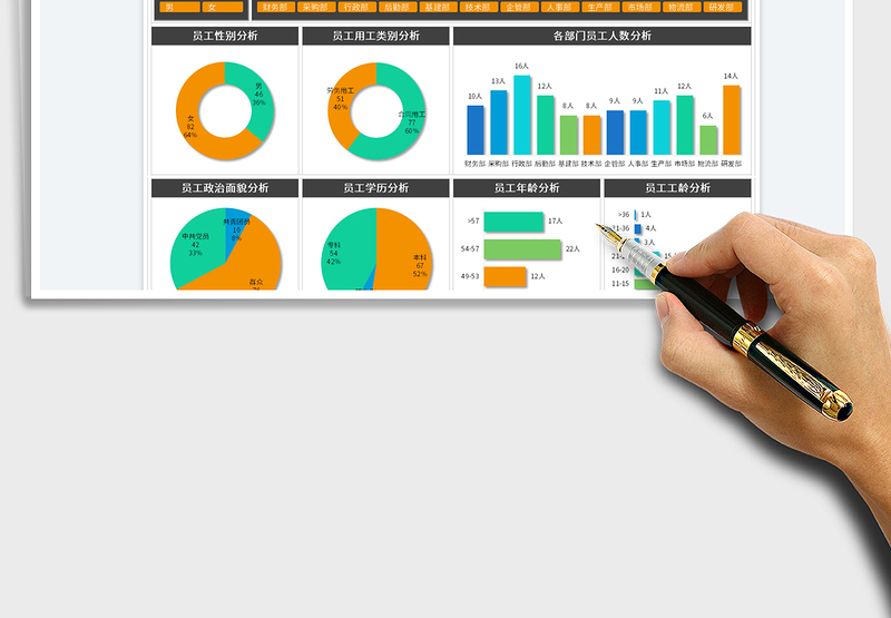 2023人力资源员工基本情况分析看板免费下载
