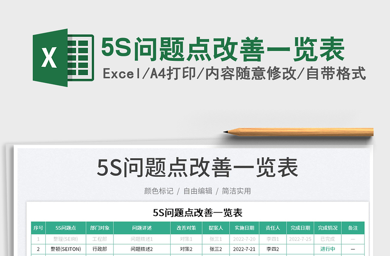 5S问题点改善一览表