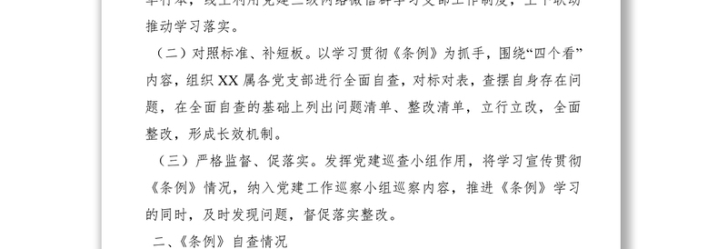 2021《中国共产党支部工作条例（试行）》自查整改报告