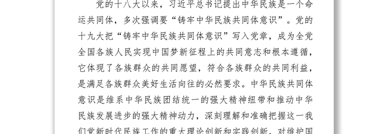 “铸牢中华民族共同体意识”专题研讨发言材料