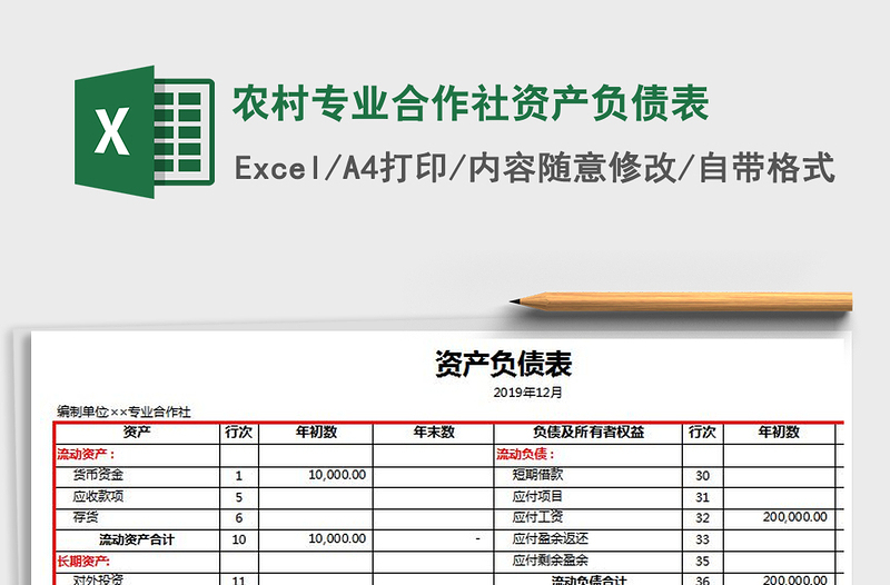 2021年农村专业合作社资产负债表