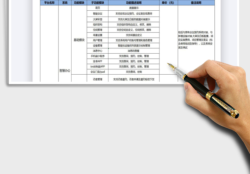 2022XX智慧平台软件清单报价表模板免费下载