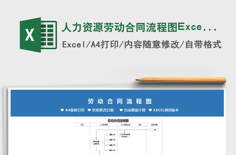 2021人力资源劳动合同流程图Excel模板免费下载
