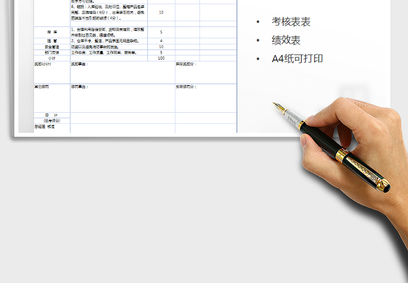 2022年仓库员工绩效考核表免费下载