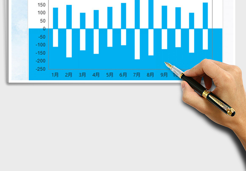 2022蓝白财务收入支出统计图表模板免费下载