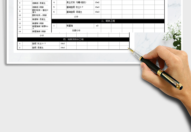 2021年工地工程施工预算表（自动计算）