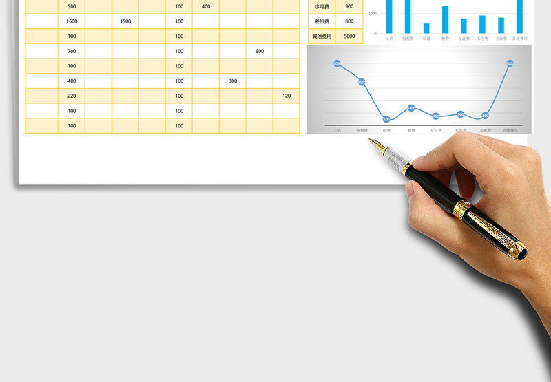 财务费用支出可视化双图表Excel表格