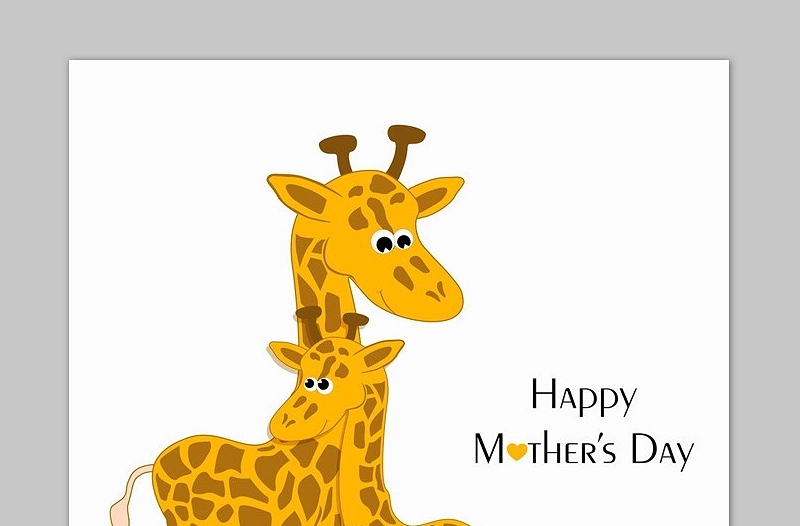 母爱系列卡通动物PPT背景图片