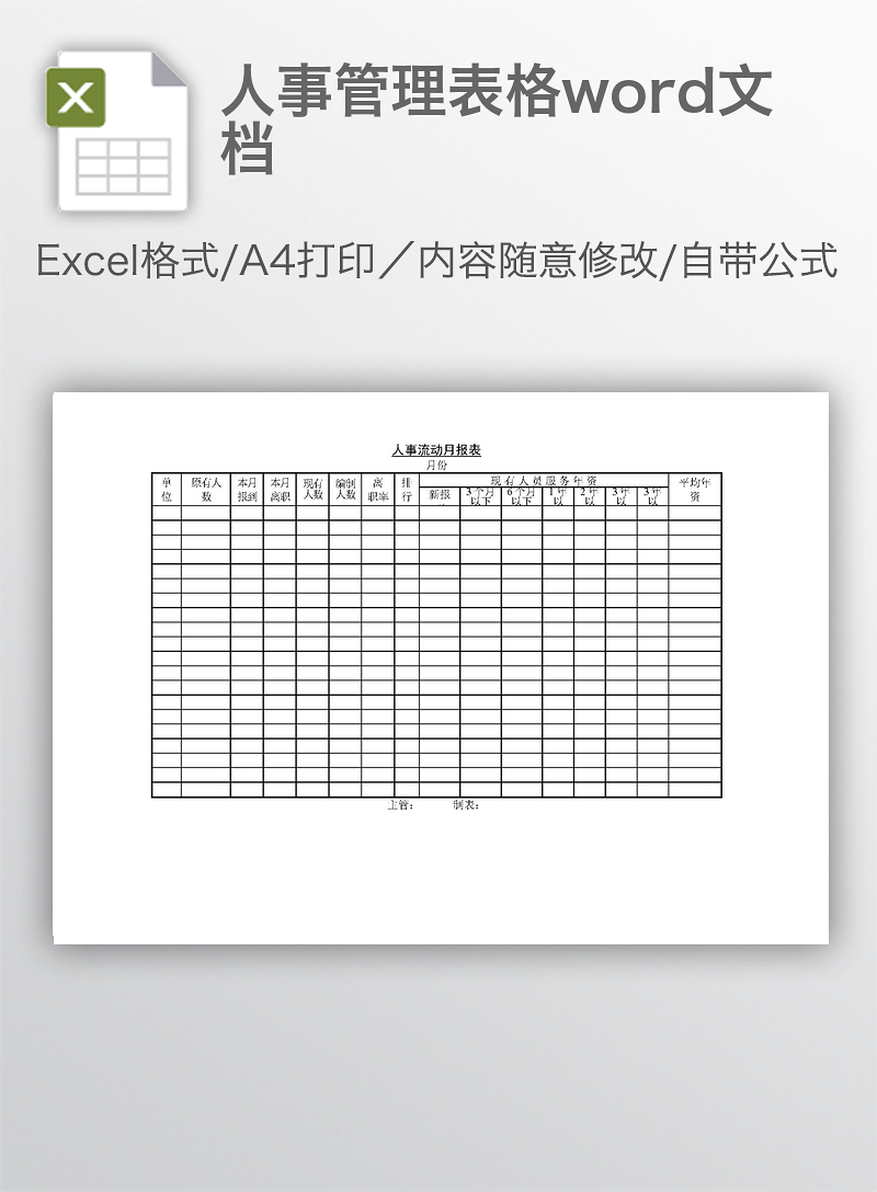 人事管理表格word文檔