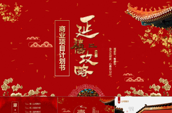 中国风红色牡丹花纹ppt模板
