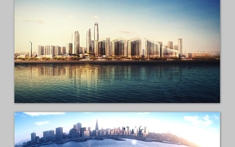 三张海滨城市PPT背景图片