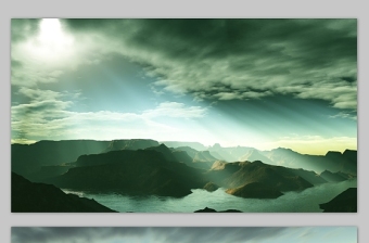 阳光穿过云层壮美山水风景高清图片