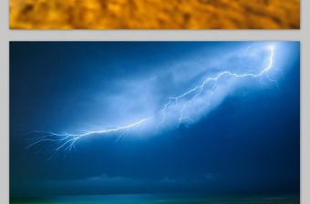 蓝天白云 马路 大海 闪电——两张自然风光ppt背景图片