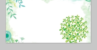 绿色清新水彩手绘叶子PPT背景图片