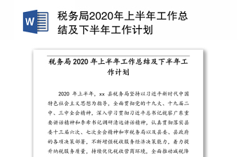 税务局2020年上半年工作总结及下半年工作计划