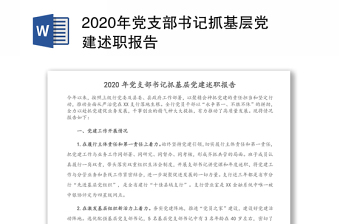 2020年党支部书记抓基层党建述职报告