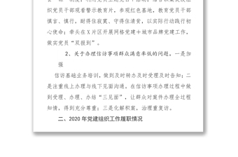 党组书记关于2020年度抓基层党建工作述职报告