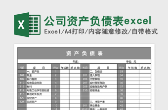 公司资产负债表excel