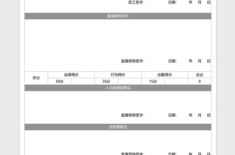 试用期员工工作绩效考核评价表Excel表格