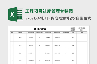 工程项目进度管理甘特图Excel模板