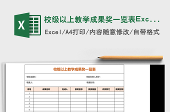 校级以上教学成果奖一览表Excel表