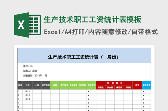 生产技术职工工资统计表模板Excel模板