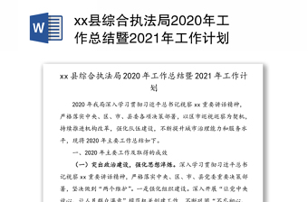 县综合执法局2020年工作总结暨2021年工作计划