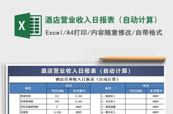 2021年酒店营业收入日报表（自动计算）