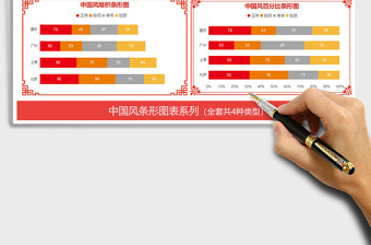 2021年中国风系列对比条形图表报表