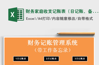 2021年财务家庭收支记账表（日记账、备忘录）