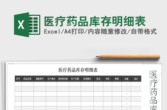 2021年医疗药品库存明细表免费下载