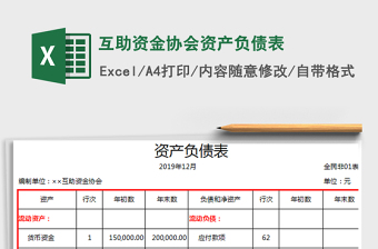 2021年互助资金协会资产负债表